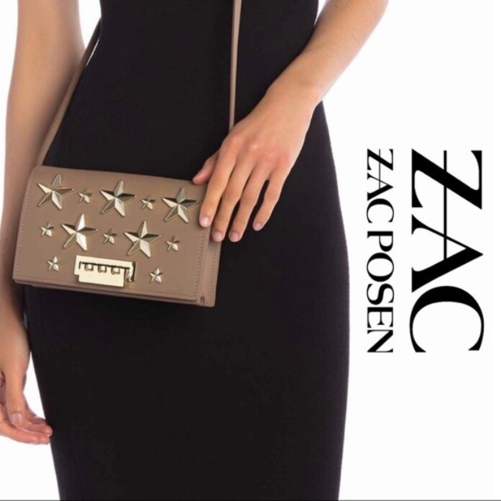 Zac Posen Taupe Star-Embellished Crossbody Bag scratches on the lock - Picture 2 of 9